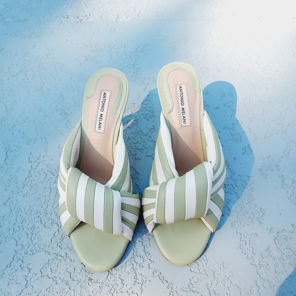 🏷Antonio Melani Joelie Leather Slip-On Dress Sandals - Picture 3 of 3